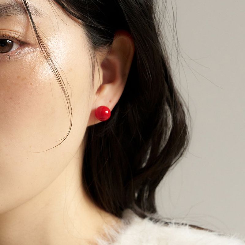 red ball earring