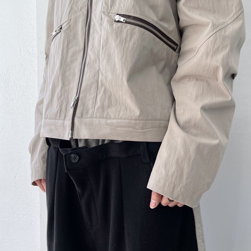 Waffle Knit Double-Zip Button Detail Hooded Jacket
