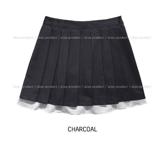 Layered pleated midi skirt