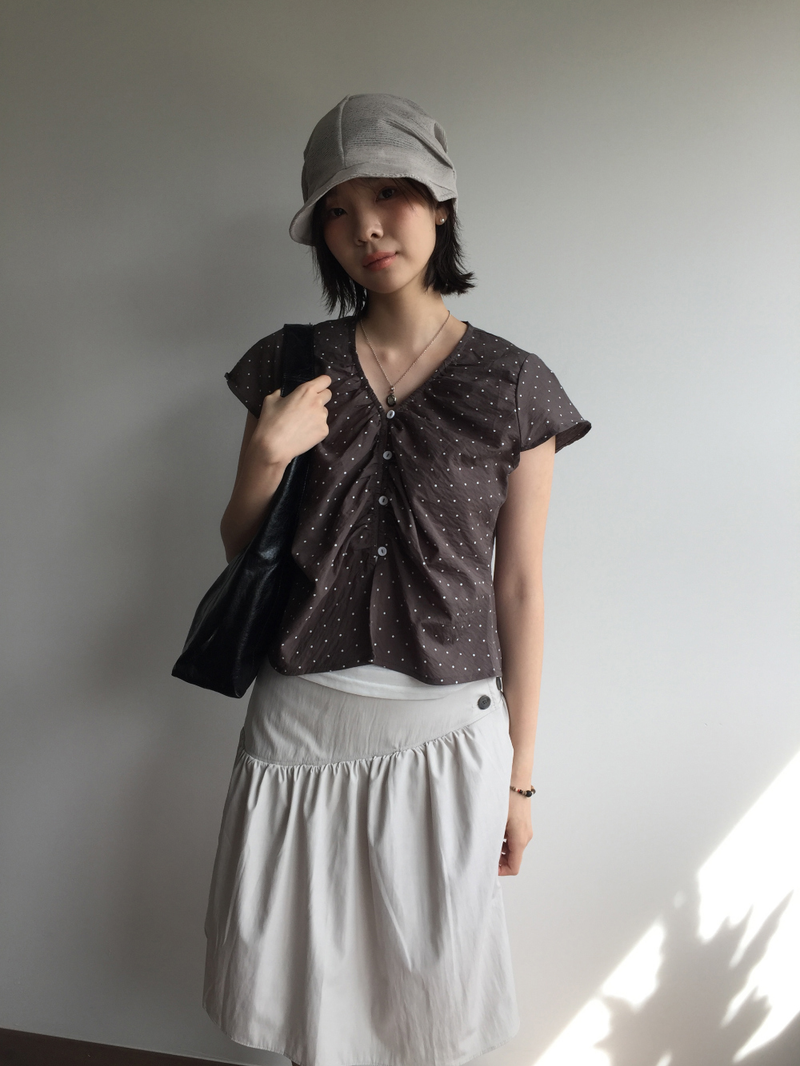 Marine button midi skirt (3color)