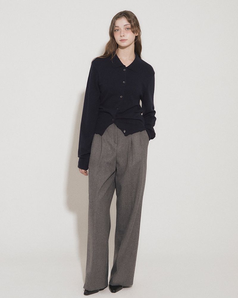 CASHMERE COLLARED CARDIGAN [NAVY]