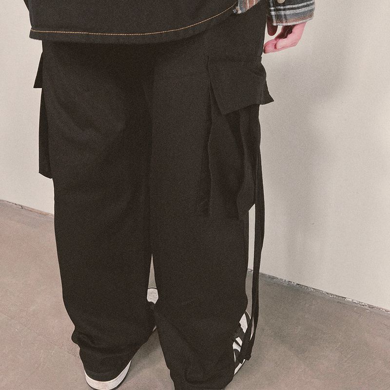 strap elastic pants_black