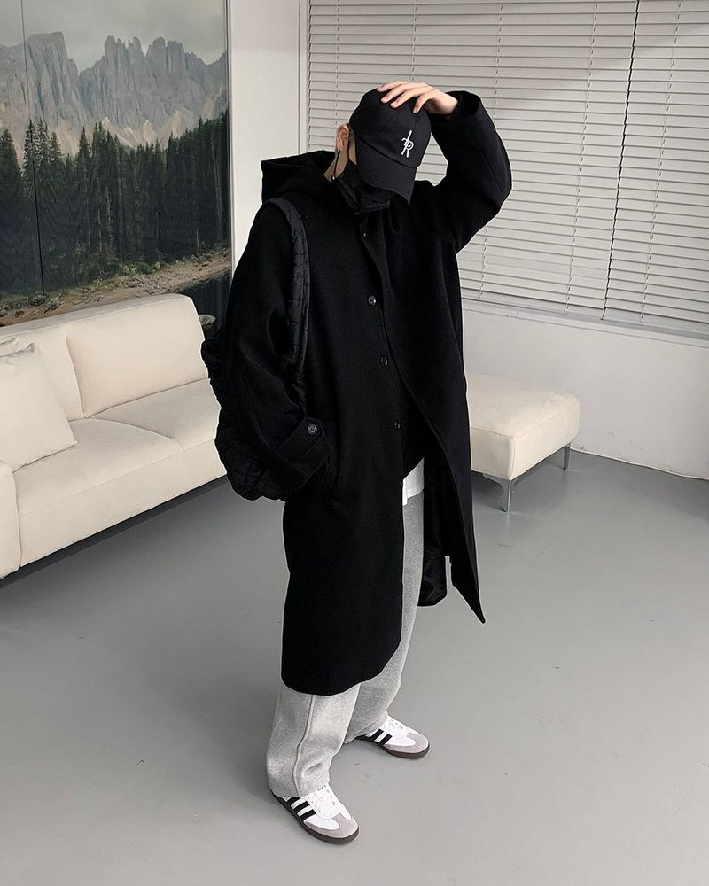 AZ Long Wool Hooded Coat (3 colors)