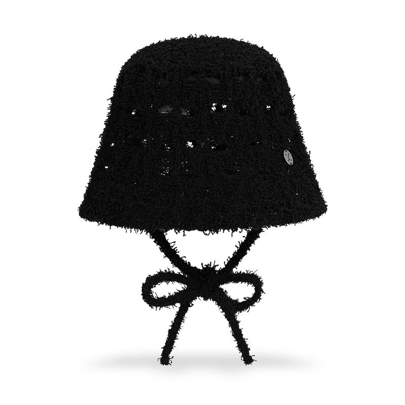 VA Curved Oval Metal Knit Punching Bucket Hat / Black
