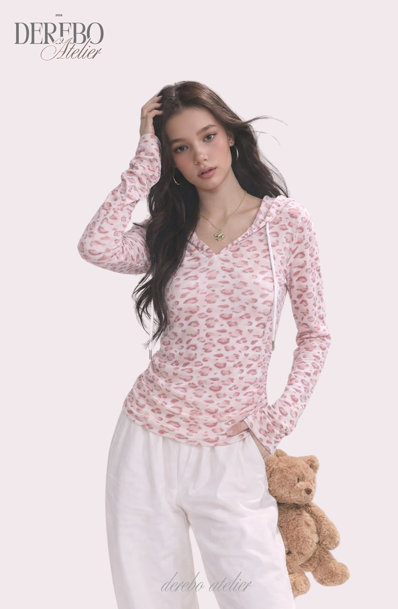 Pink Bly Leopard Hoodie Long Sleeve T-Shirt