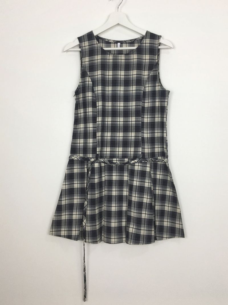 Low Check Pleated Dress (2color)