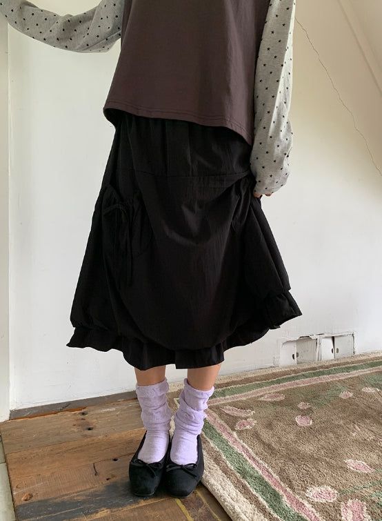 Dorian Pocket Pumpkin Balloon Midi Skirt