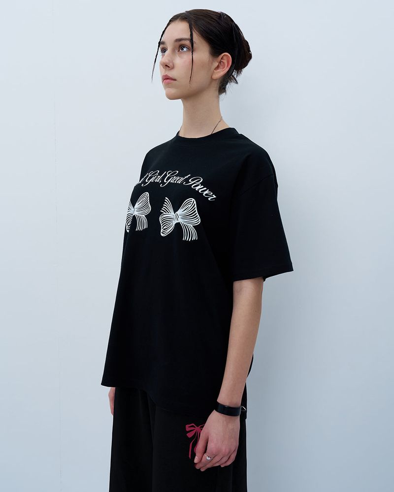 TWIN RIBBON TSHIRT-BLACK
