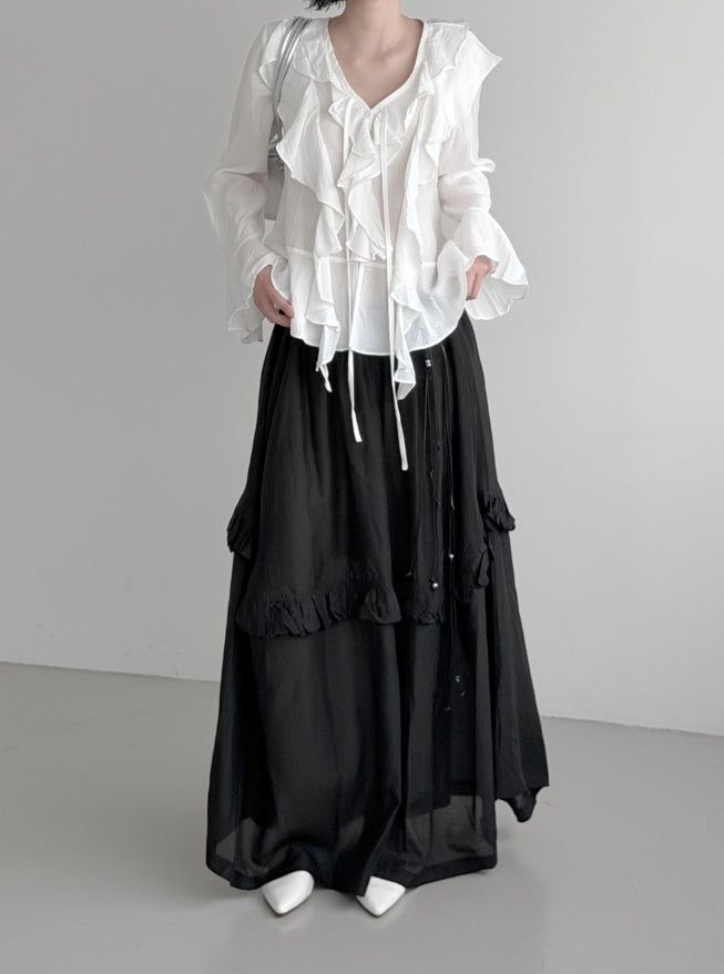 Plumel Ruffle V-Neck Blouse