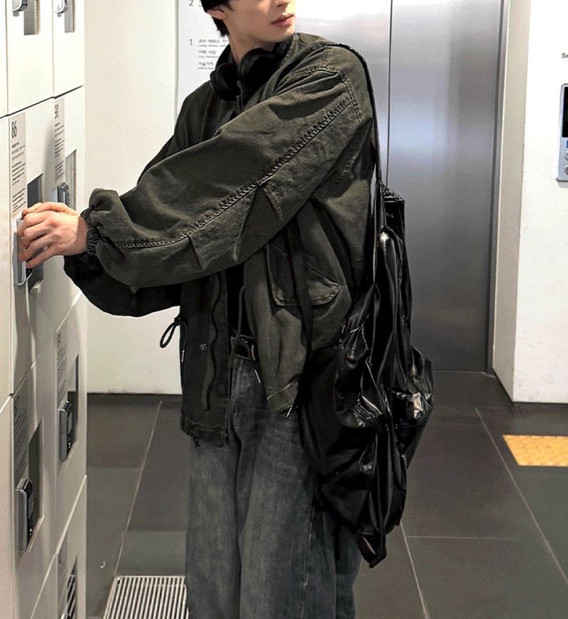 Cord-washed short jacket
