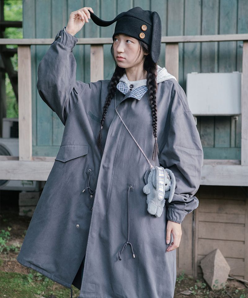 cavish（カビシ）の「CHECK HOODED FISHTAIL JACKET CHARCOAL(CV2GFFB960A)（Jackets/Outerwear）」