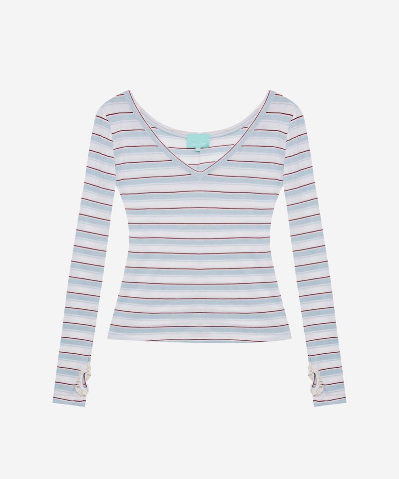 Slim V-neck Stripe Tee