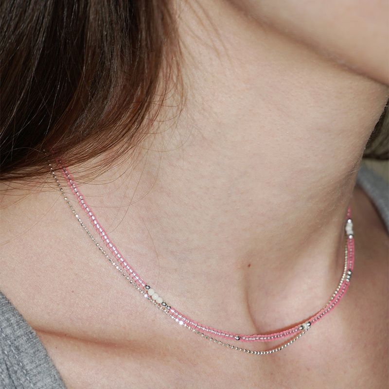 OURPIERRE（アワーピエール）の「LOVE SKINNY BEADS NECKLACE GLOW PINK（Accessories）」
