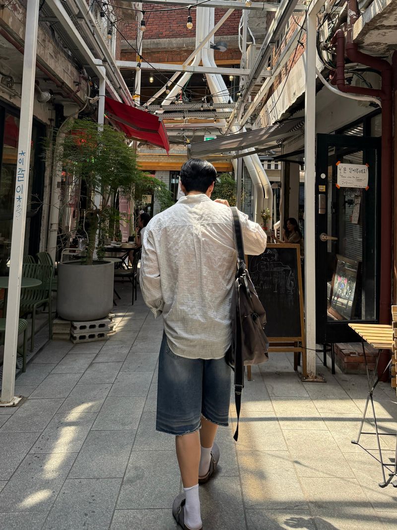 Lua cutting bermuda denim pants