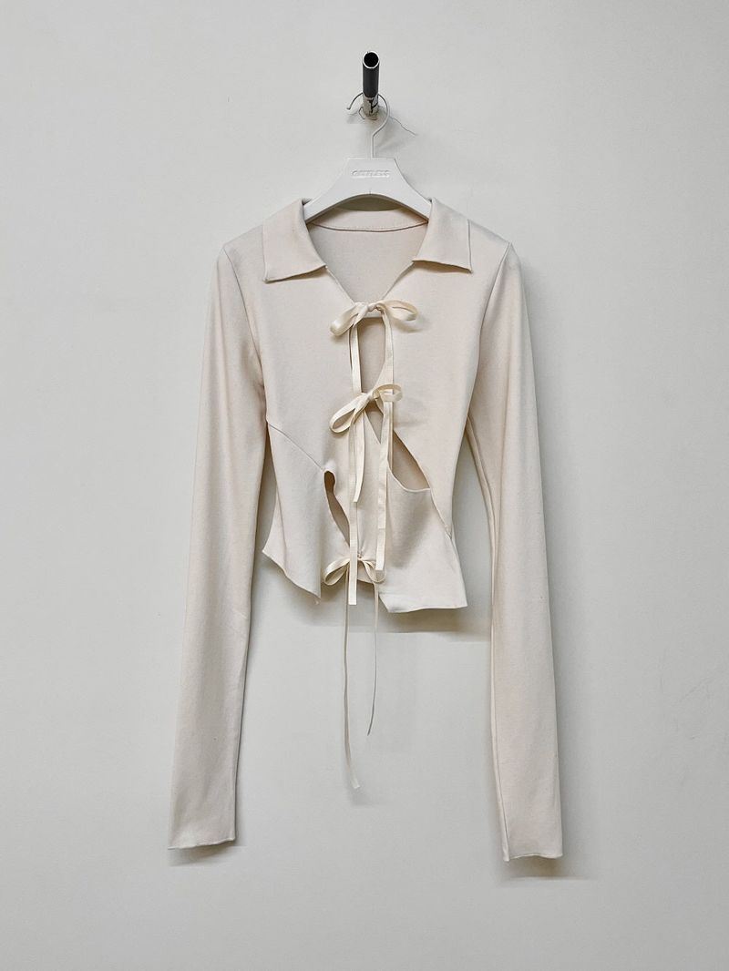 RIBBON COLLAR T-SHIRT
