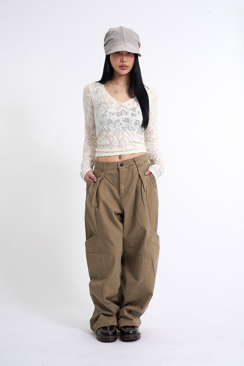 Pie Curve Side Pocket Wide Pants