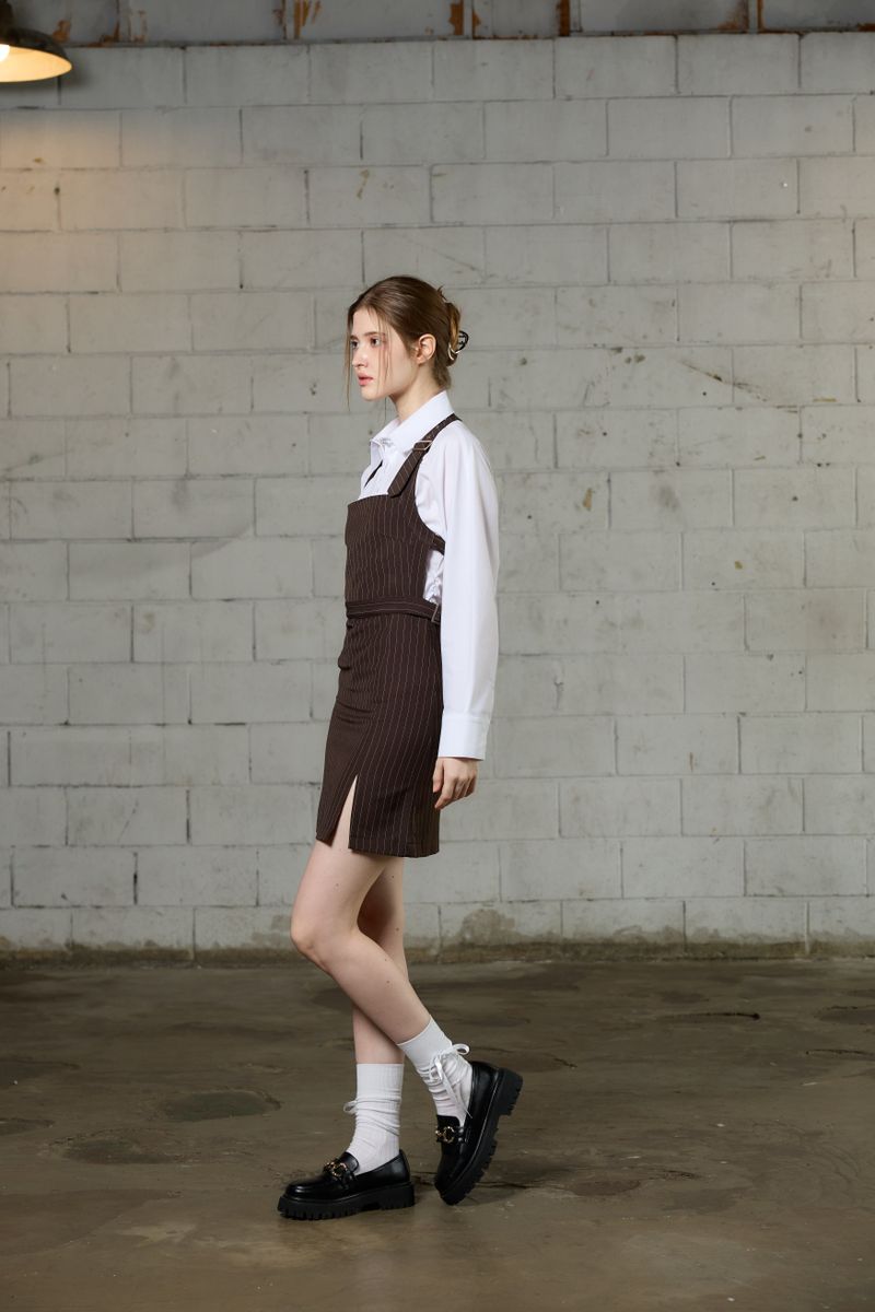 MEOW CROP MINI DRESS / BROWN