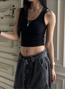 [BASIC ITEM] Rib crop sleeveless(9color)