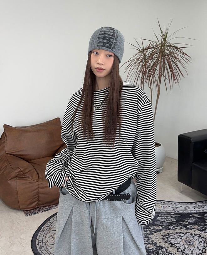 SATIIIZ（サティーズ）の「Kettle Stripe Long Sleeve T-shirt（Tops）」