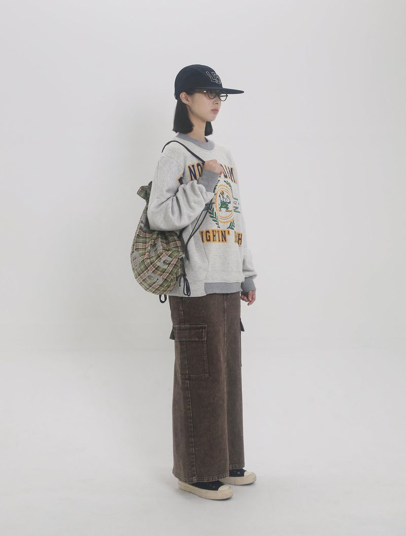000 Design Check Gym Sack / Black