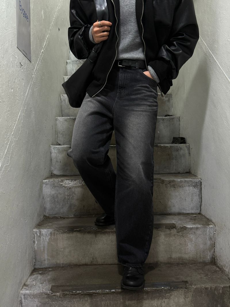 Bes black wide denim pants