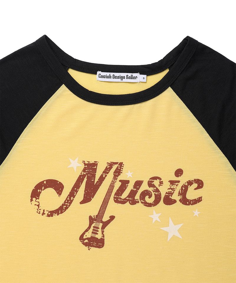 VINTAGE MUSIC RAGLAN TEE YELLOW(CV2GFFT551A)
