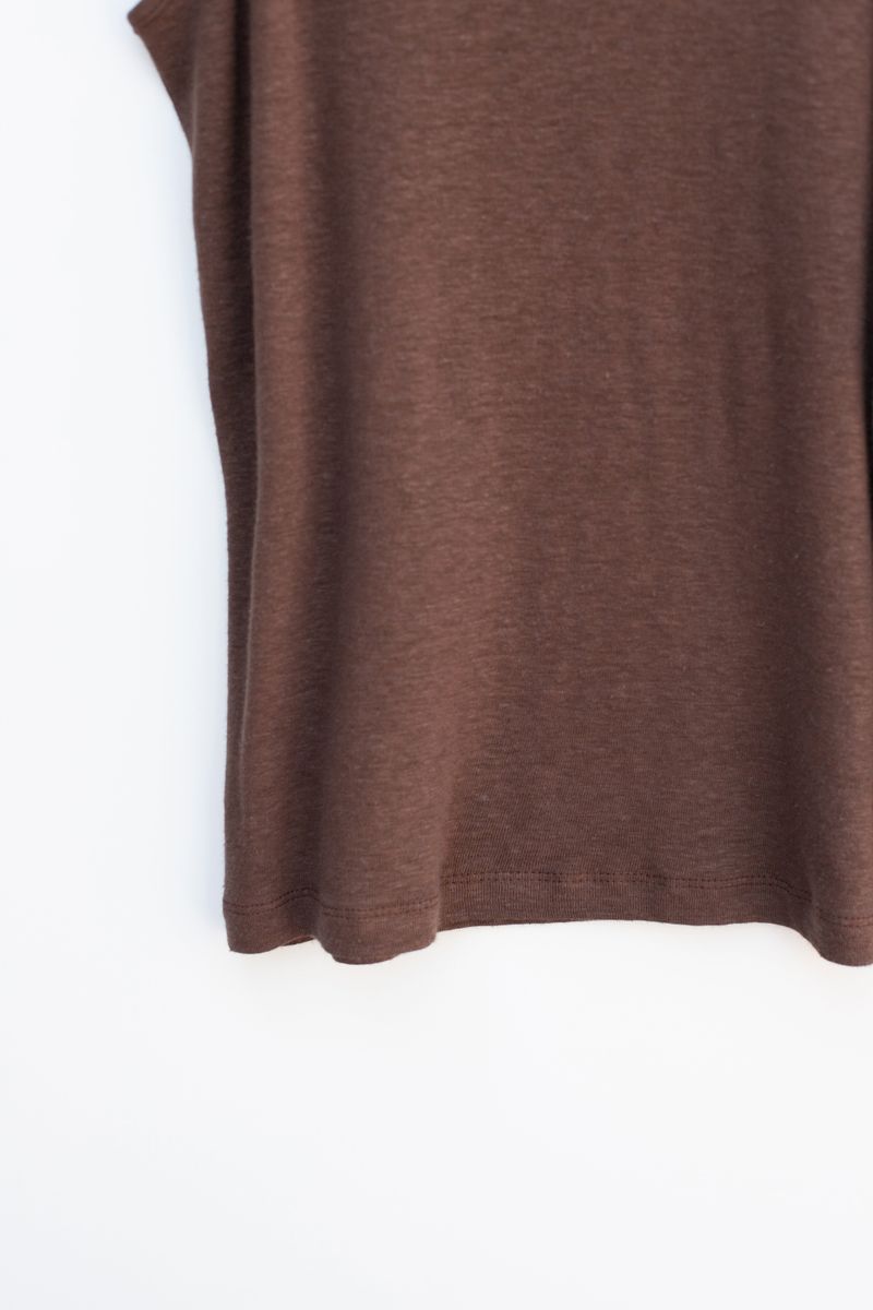 Linen V-neck sleeveless (Brown)