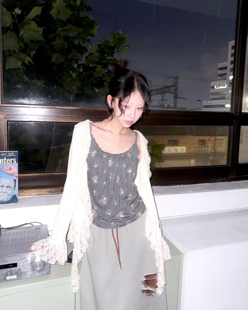(3color) Damaged Jersey Skirt