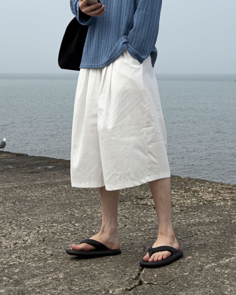 Rok Linen Pintuck Bermuda Pants