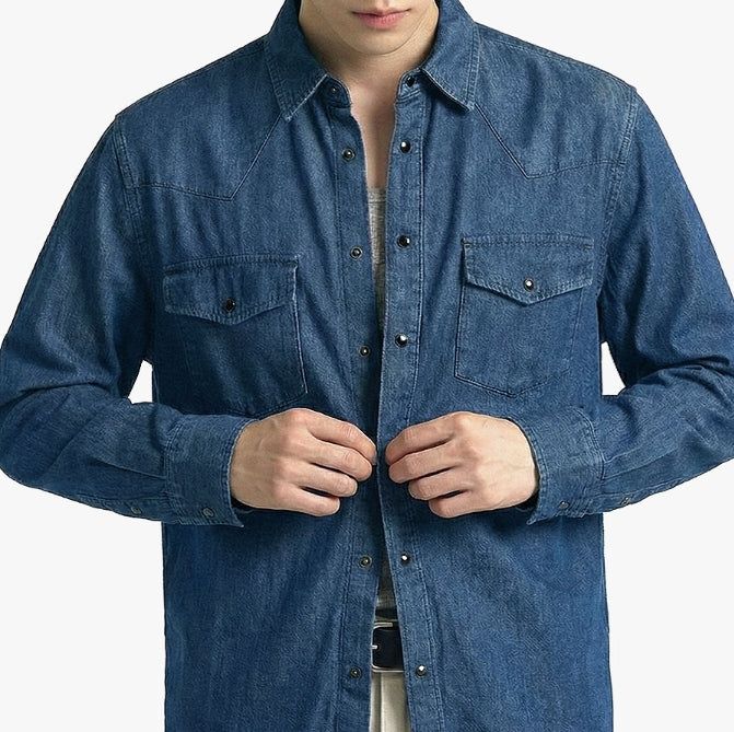 Standard Western Denim Shirt Blue