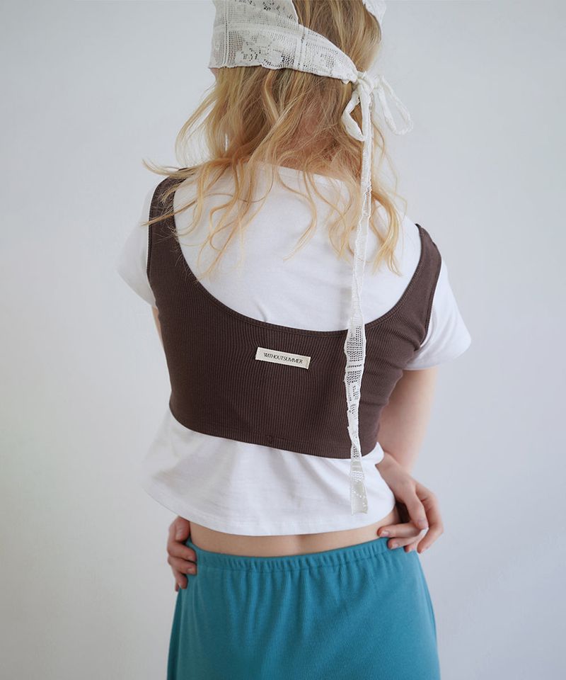 WITHOUTSUMMER（ウィズアウトサマー）の「Layered bustier top_brown（Tops）」