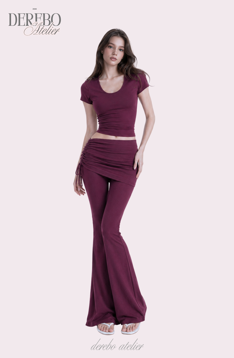 Liiv short-sleeve cap training shirring pants set (REGULAR PANTS)