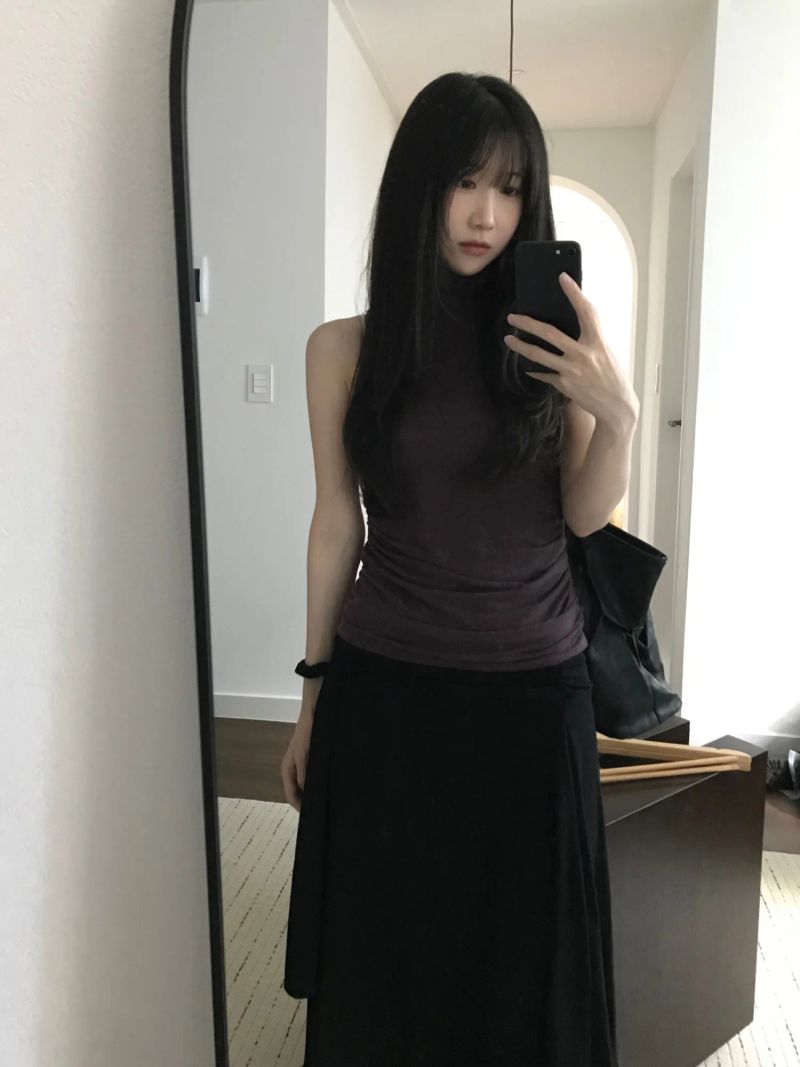 Turtleneck Shirring Sleeveless Top (3 colors)