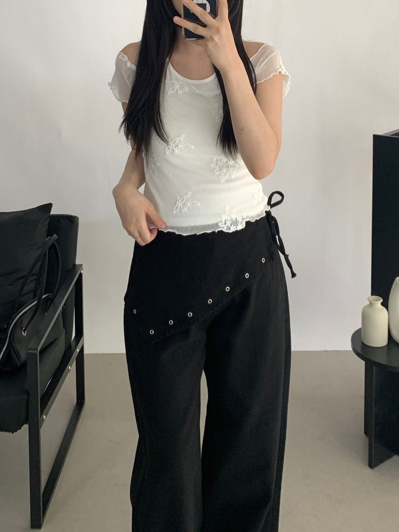 [SET] Roman Sleeveless Flower Blouse Set