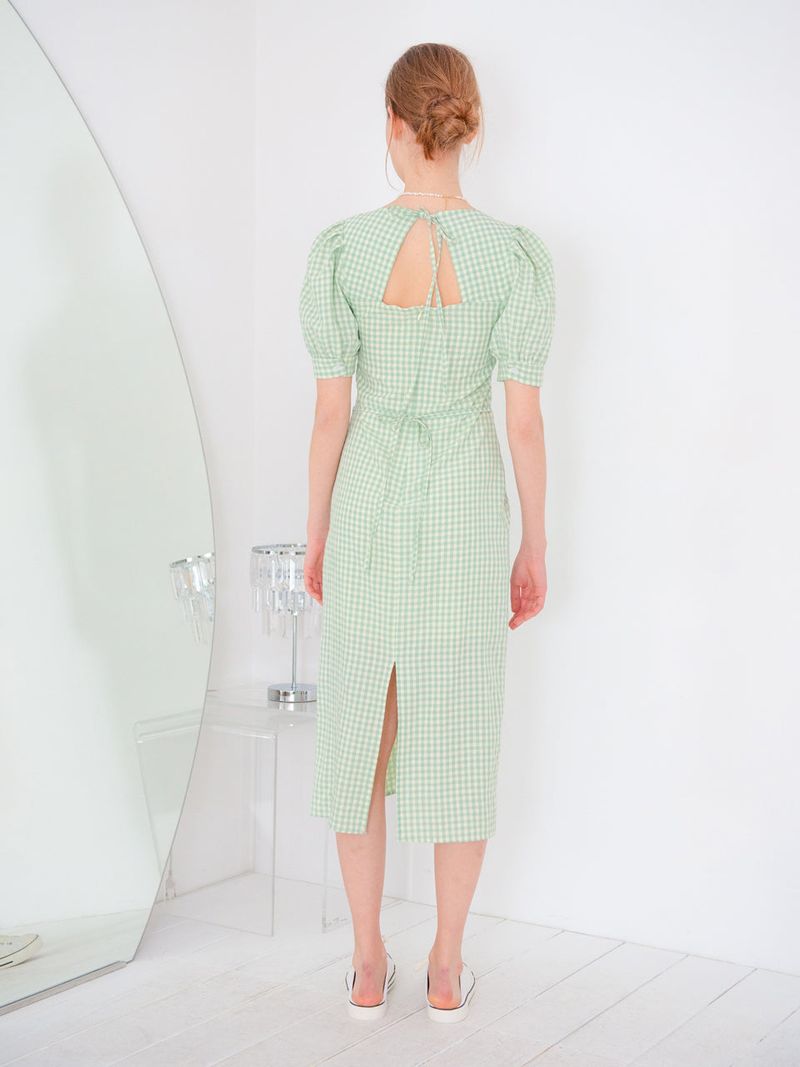 SHIRRING DETAIL MIDI ONEPIECE_GREEN