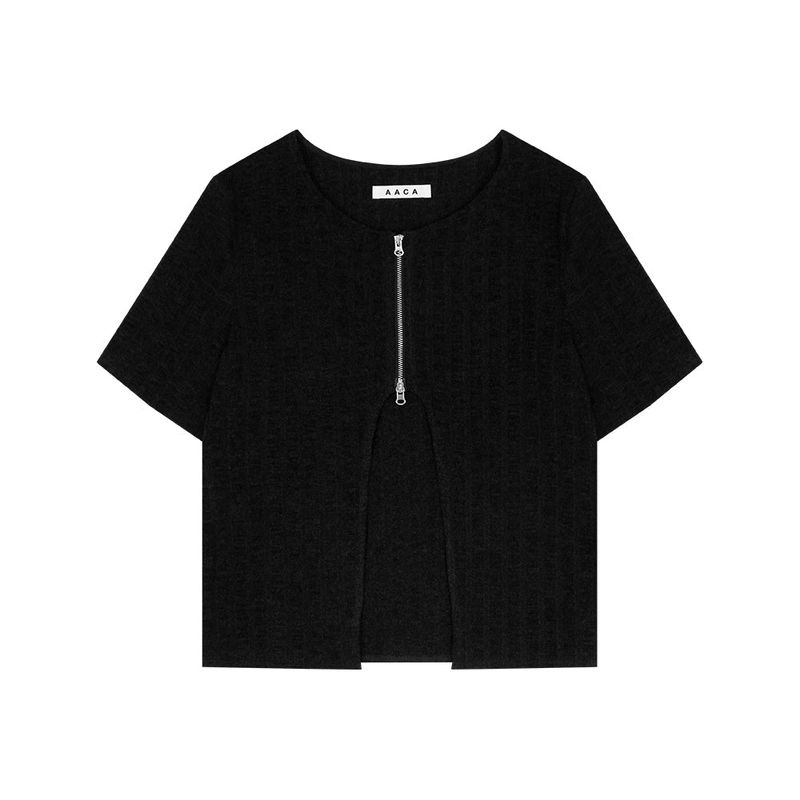 Two way Zip Cardigan Black