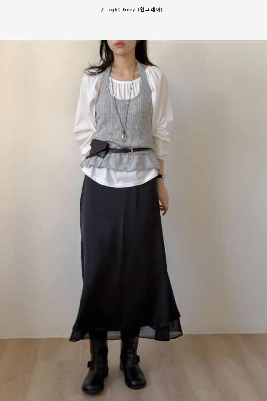 Frill halterneck knit bustier