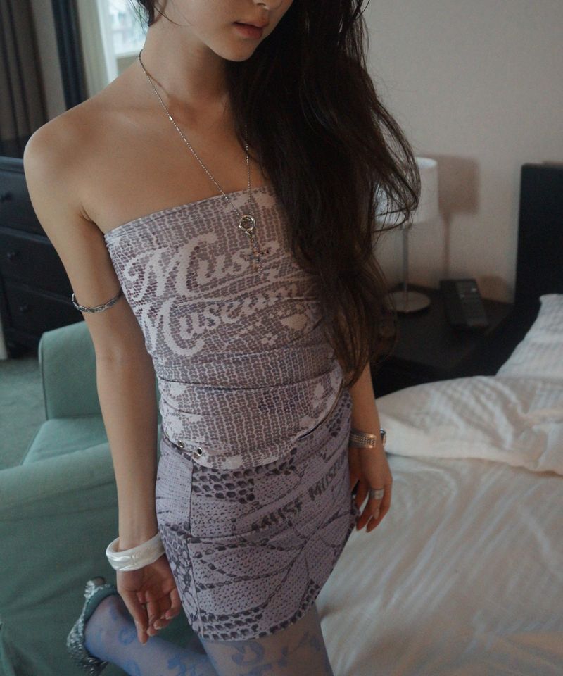 Printed Lace Skirt_Mauve