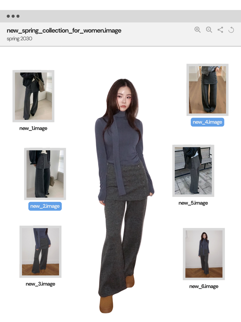 Layered skirt long knit pants