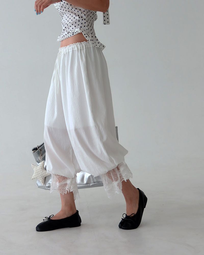 レース カプリ バルーン ワイド パンツ