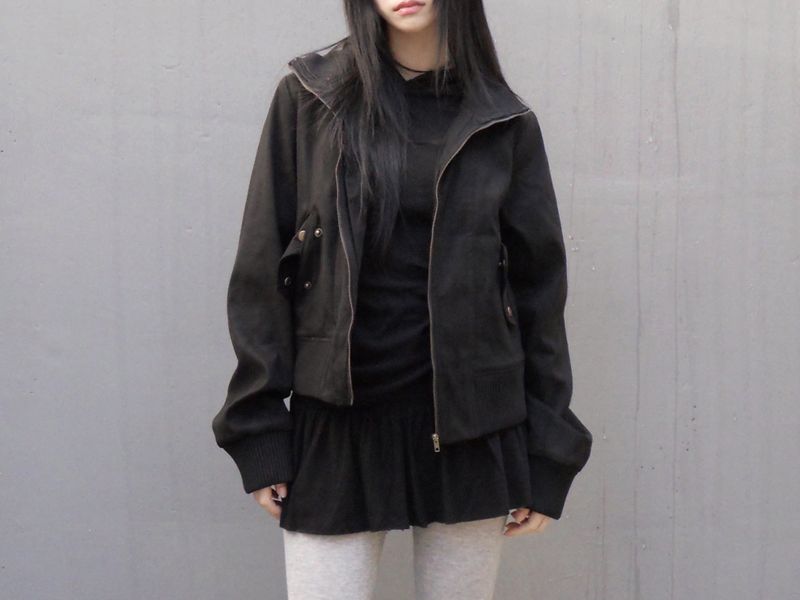highneck suede jumper