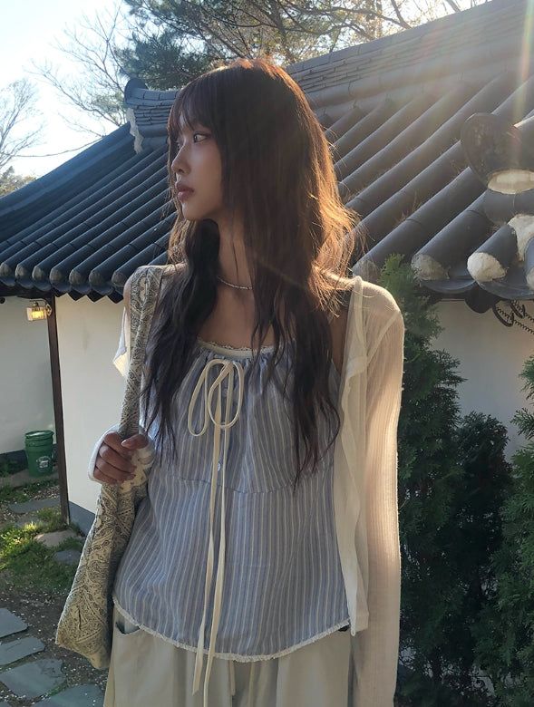 Tessie See-through Ribbed Round Cardigan