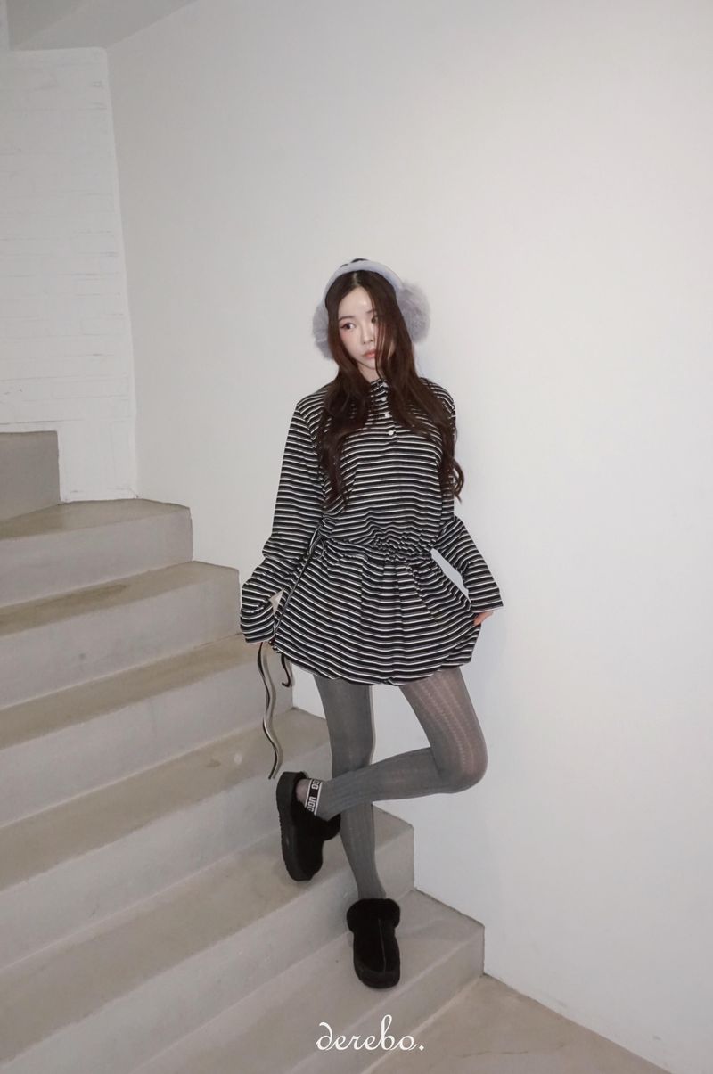 wool fleece stripe strap pumpkin dress