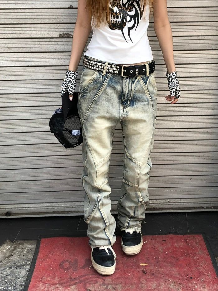 Smoky Washed Zipped Pants