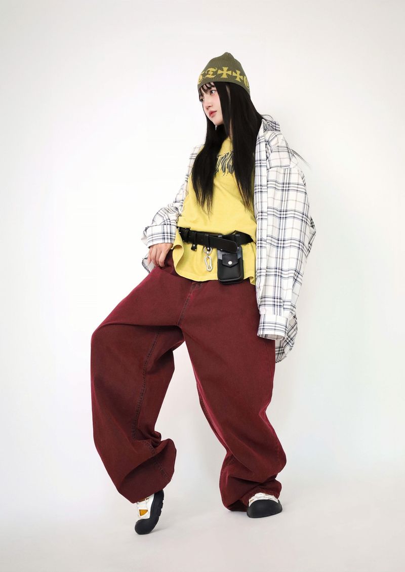 (UNISEX)Nerdy Oversized Checkered Shirt