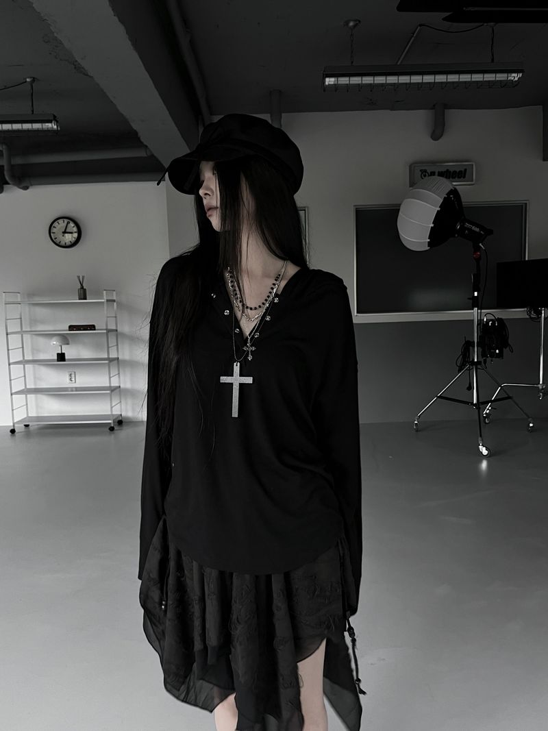 dotto loose-fit snap hoodie T (3color)