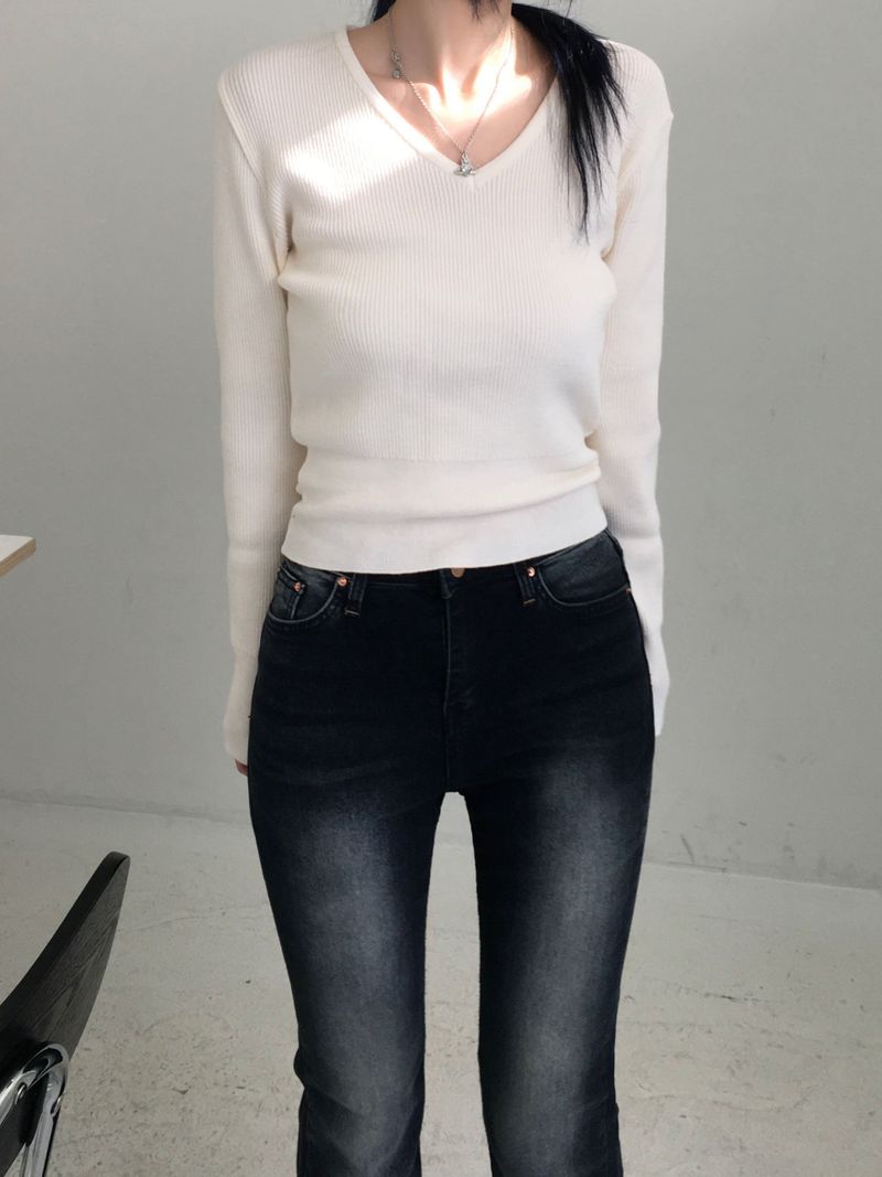 Basic V-neck knitwear (4 colors)
