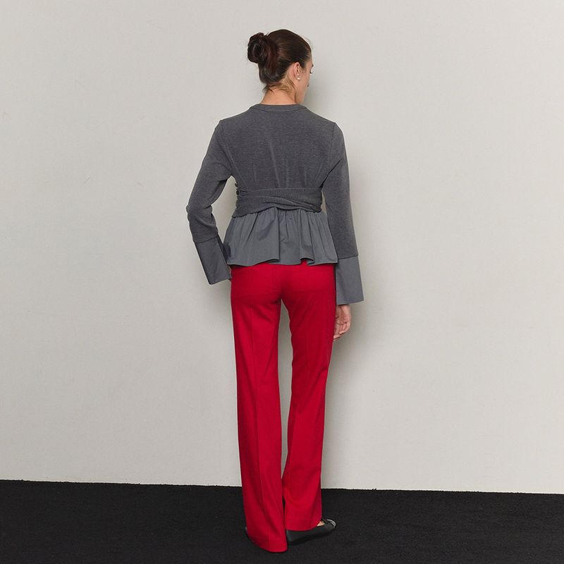 Tailored Flared Pants_Red