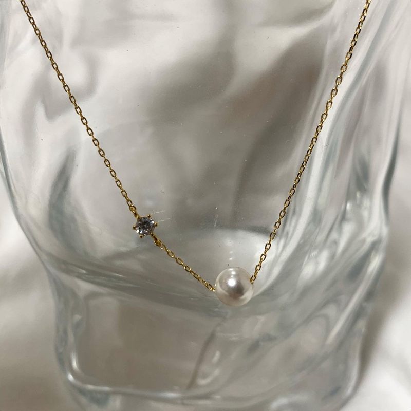 (silver925) パールキュービックネックレス *gold