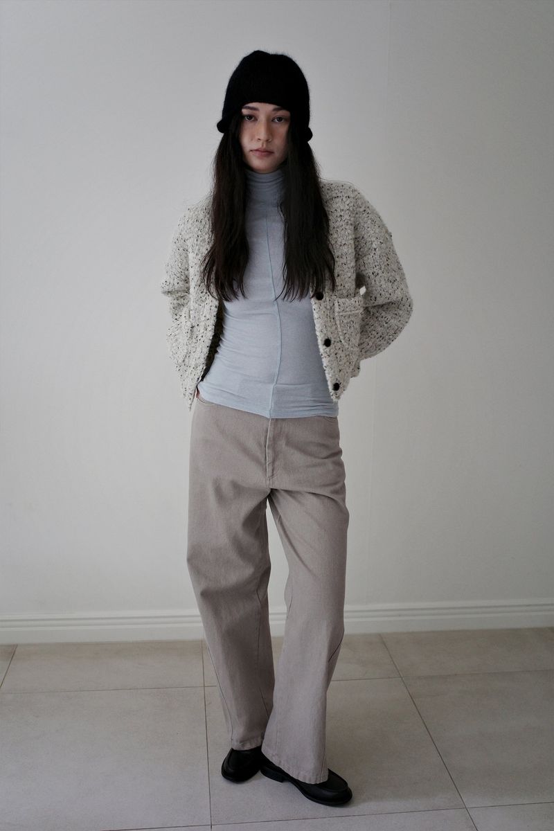 Washed straight leg pants, Beige